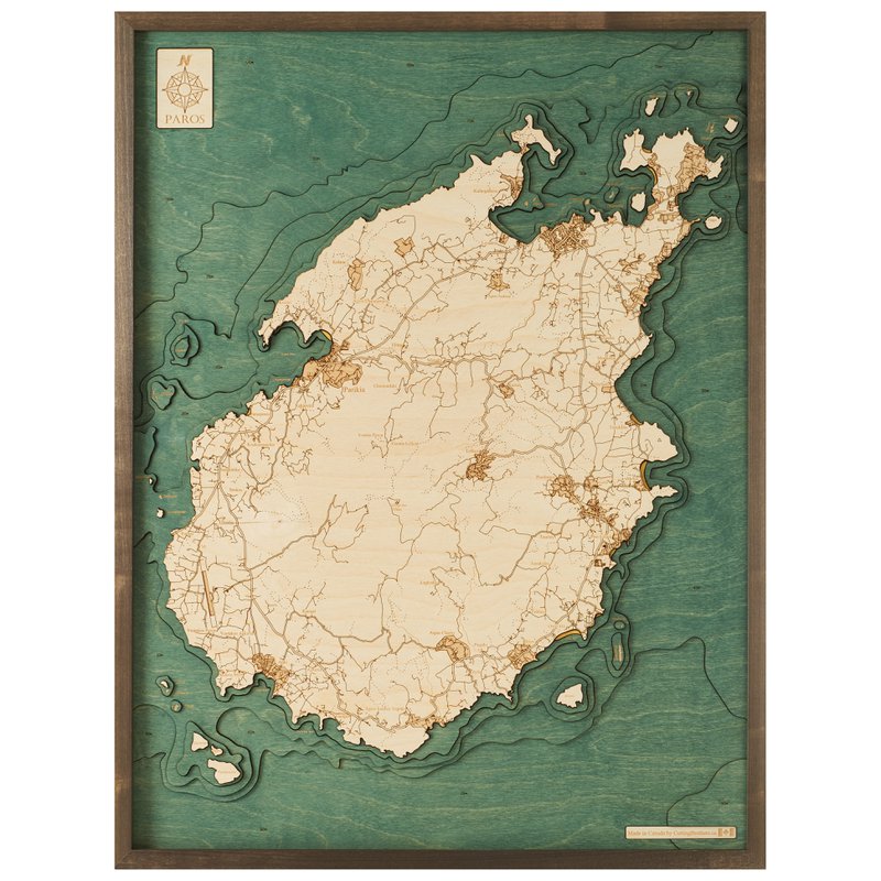 PAROS - Mapa de pared de madera 3D - versión L