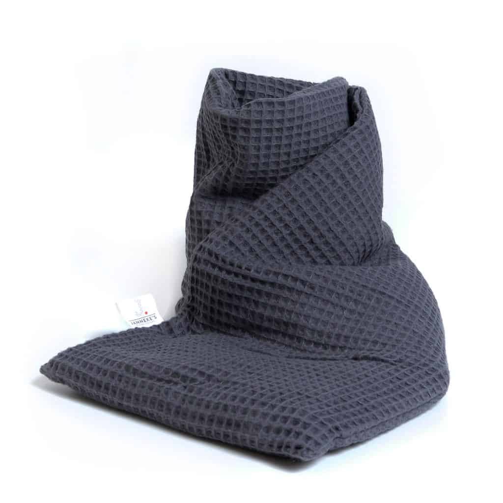 Tkanina waflowa antracytowa gruba | 70 cm | organiczne siemię lniane