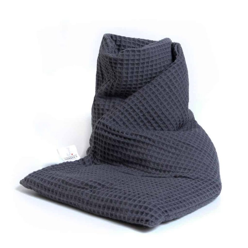 Tessuto waffle antracite grosso | 70 cm| semi di lino biologici