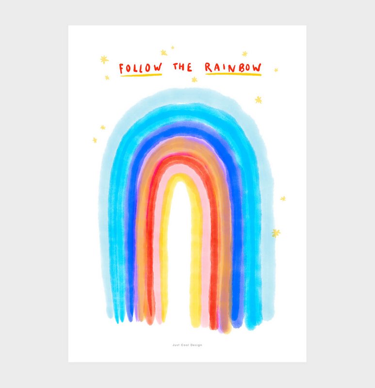 Blue rainbow wall art print