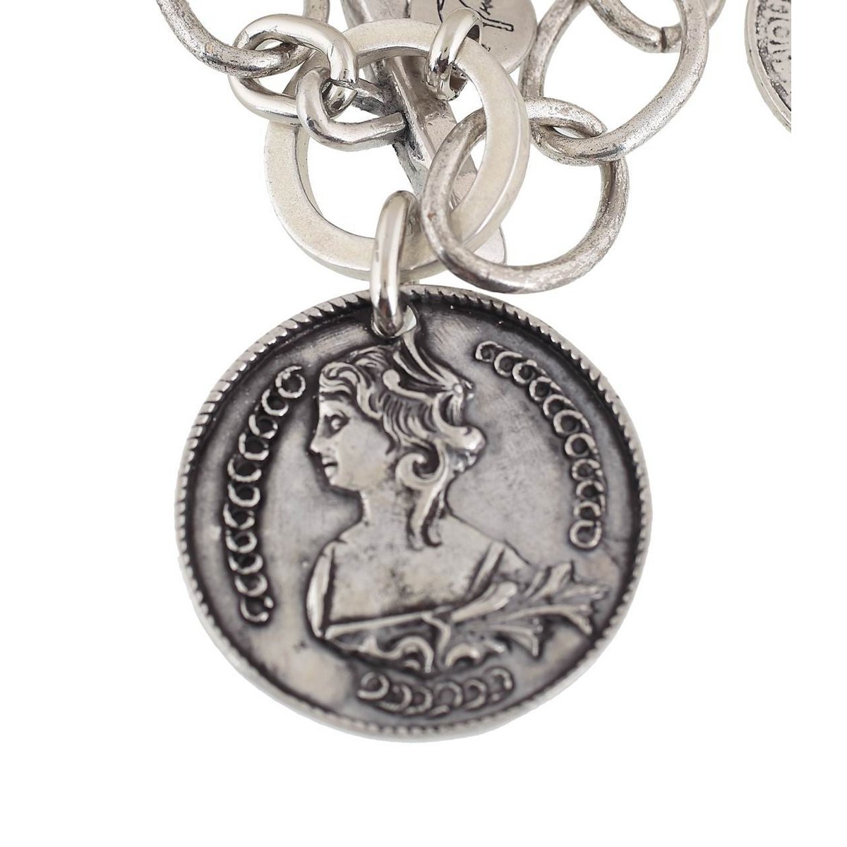 Pulsera cadena Gran Moneda plata