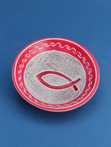 217 Schale klein Fisch rot - Speckstein