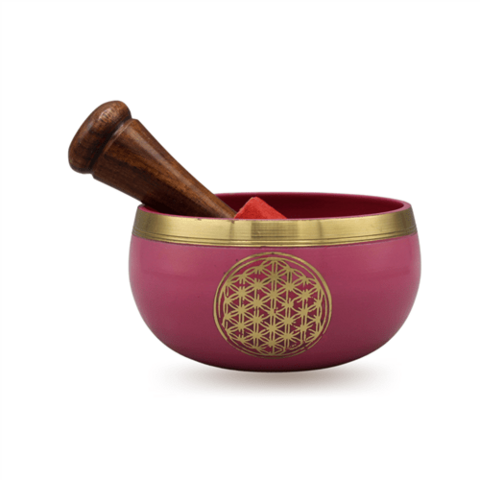 Singing Bowl Pink Flower of Life 9 Cm Set of 4 Pcs
