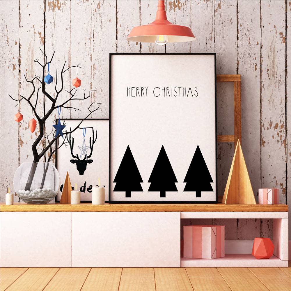 Christmas Christmas trees - Christmas Poster - Text poster - Black and White poster