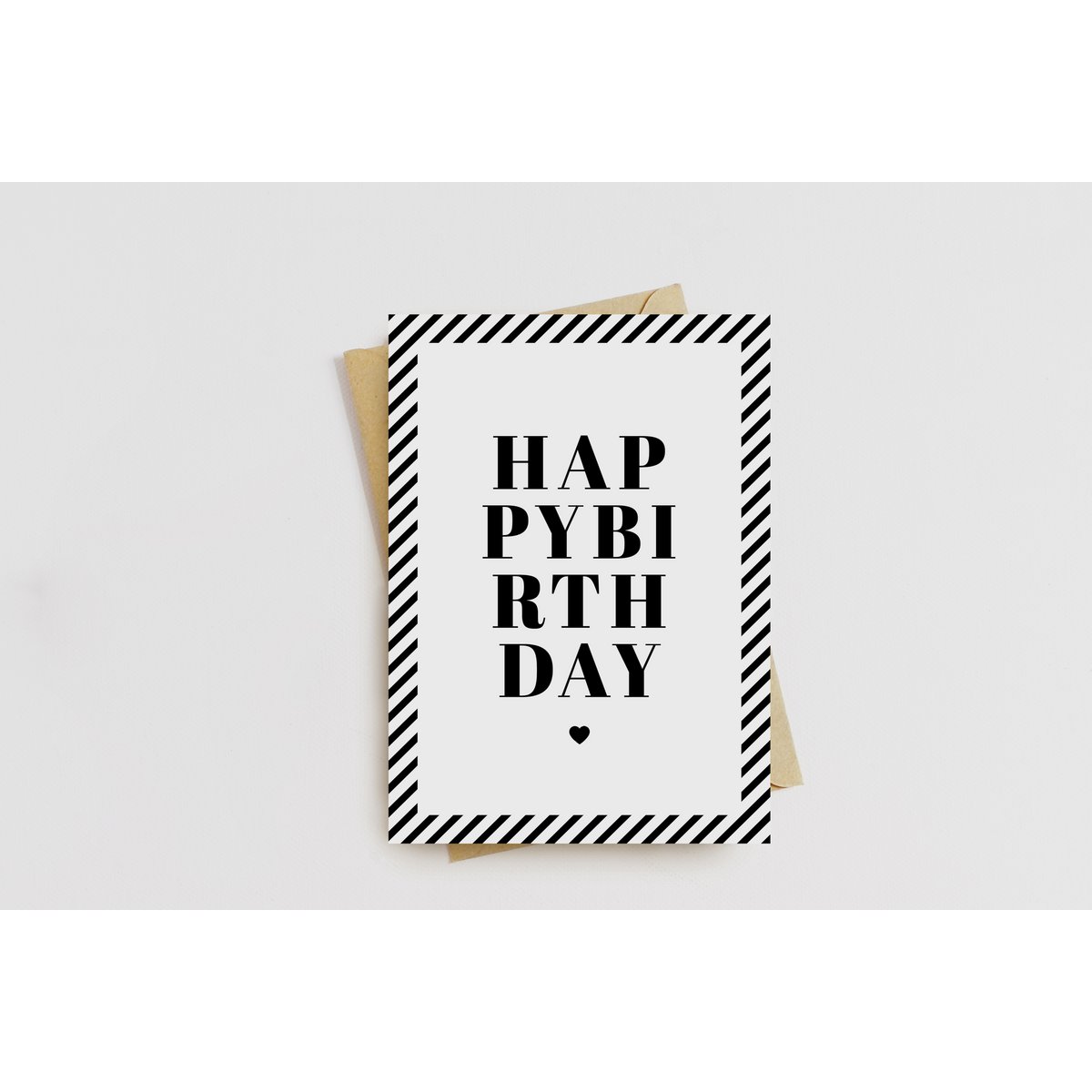 Folding card birthday / happy birthday / monochrome / typography / black and white pattern / blackwhite