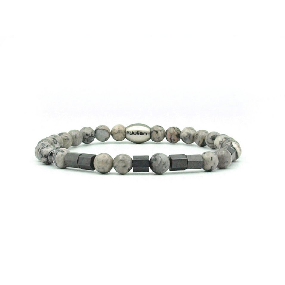 Morse code armband Papa grey agaat