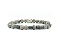 Morse code armband Papa grey agaat