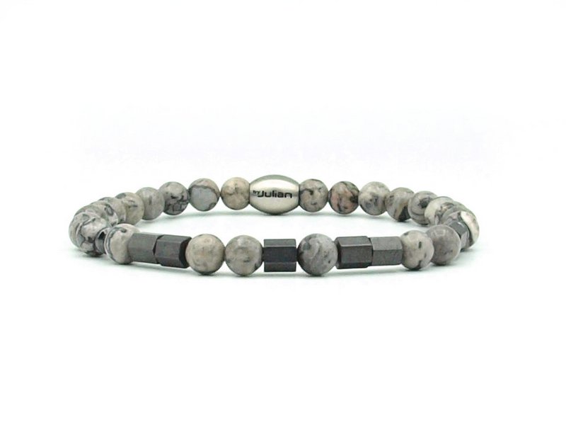 Morse code armband Papa grey agaat