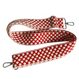 Bag strap - red white polkadot