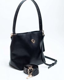 Bucket Bag Nila Bamboo Leather Black