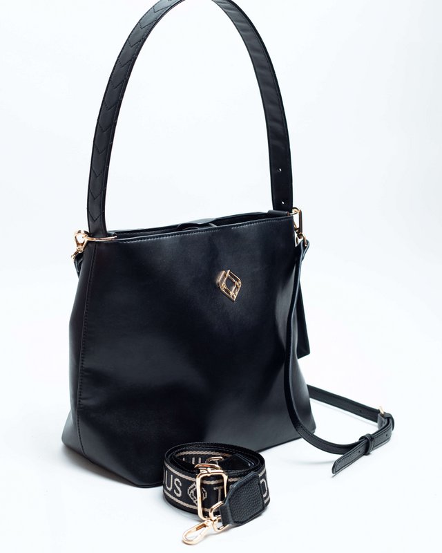 Bucket Bag Nila Bamboo Leather Black