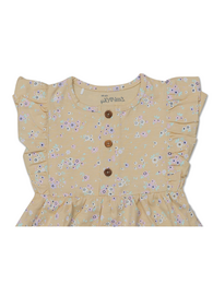 Robe Bébé Luxe Sable avec Manches Papillon