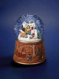 Christmas snow globe “Water mill” with lighting and automatic snowstorm
