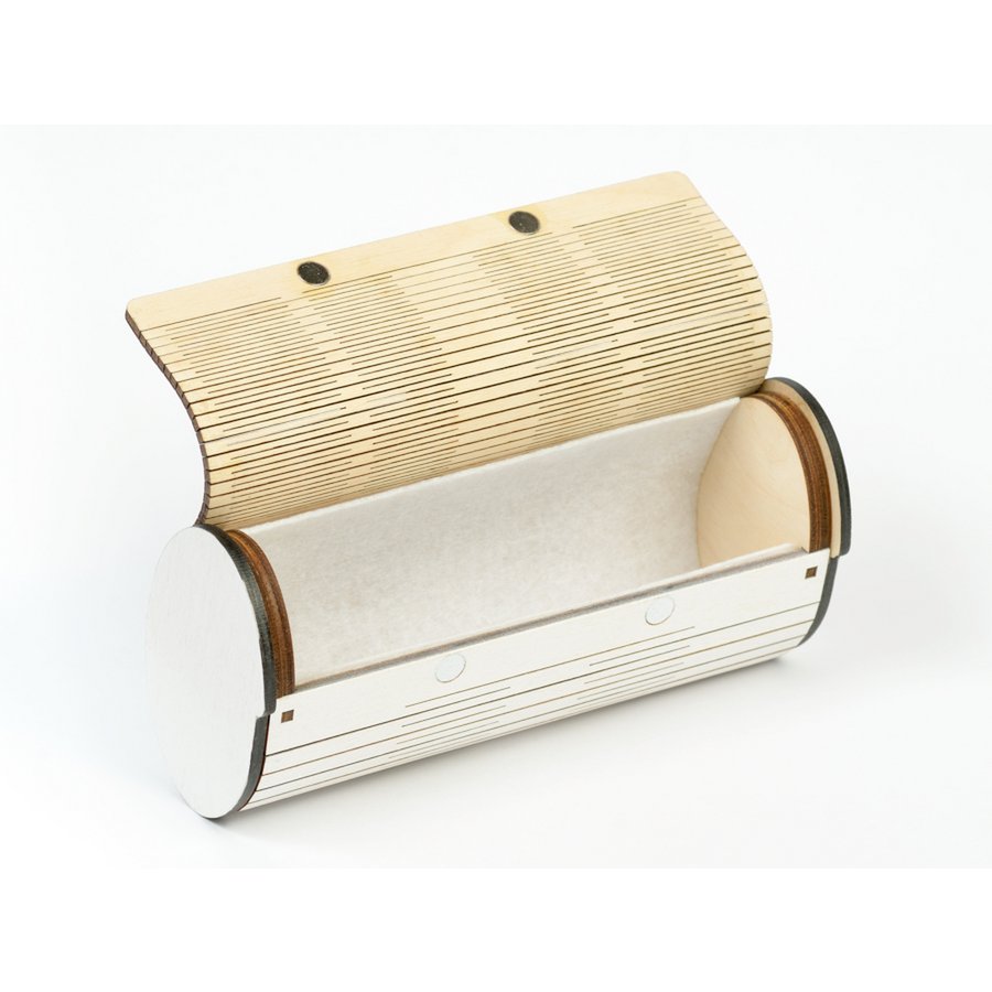 Estuche para gafas Krea-Wood hecho a mano en madera de abedul con imanes. Color blanco antiguo.