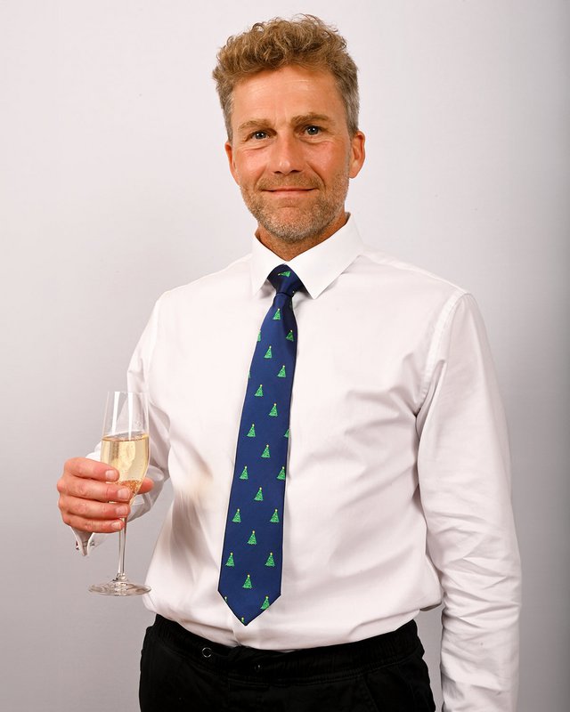 Tie - Blue with xmas trees