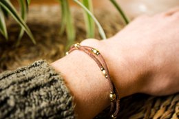 Bracelet en cuir double couche avec perles en laiton » Fait à la main