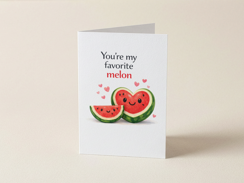 Wenskaart - You’re my favorite melon - Hartje meloen