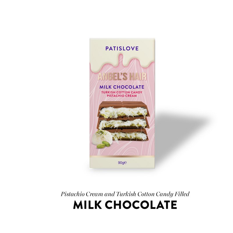 Angel's Hair mælkechokolade pistacie & bomuld, 90G