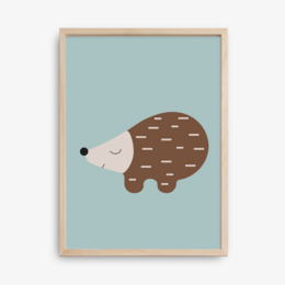 Happy Hedgehog Poster - Light Blue, Eco Paper & Packaging