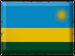 Tin Sign Flag Rwanda 40x30cm Retro Flag of Rwanda