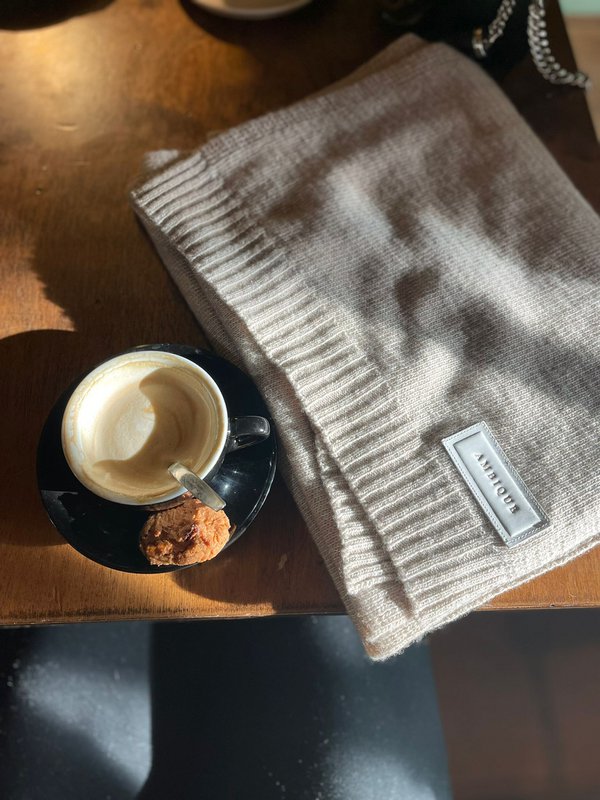 Cashmere tørklæde uni beige