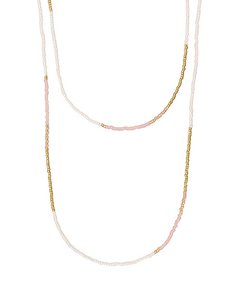 Long Beaded Wrap Necklace 'Vintage Pink & Pearl Shine'
