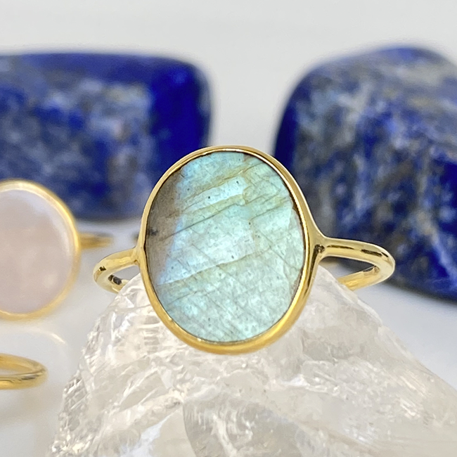Doré base argent Labradorite 54