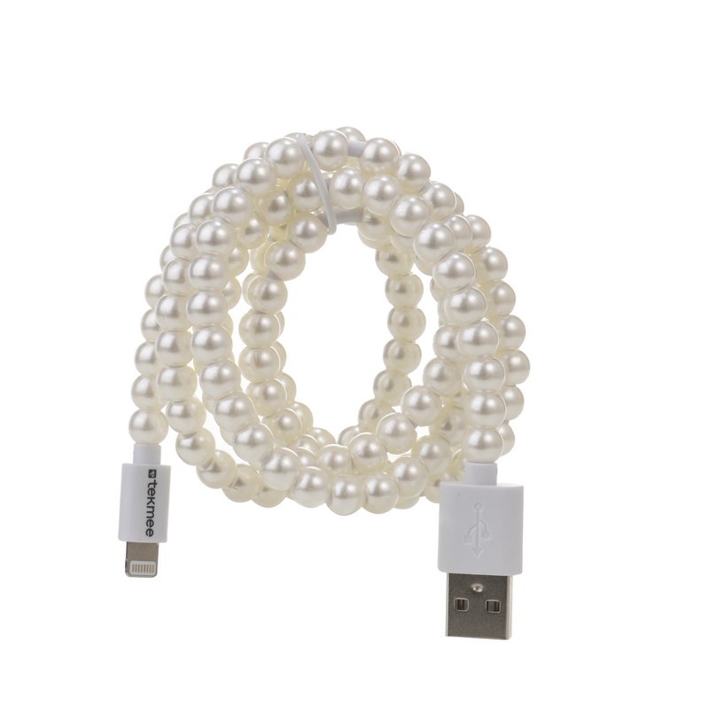Cargador USB Tekmee con perla blanca luminosa: 1 Metro