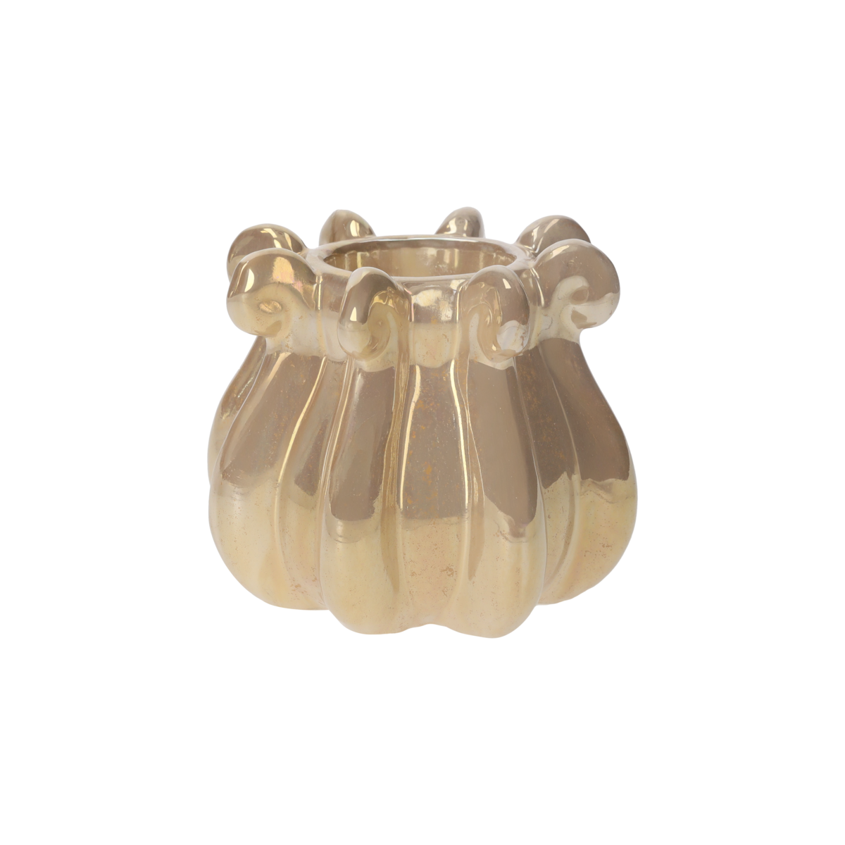 Pearly white ceramic tentacle candle holder d 15 h 12 cm
