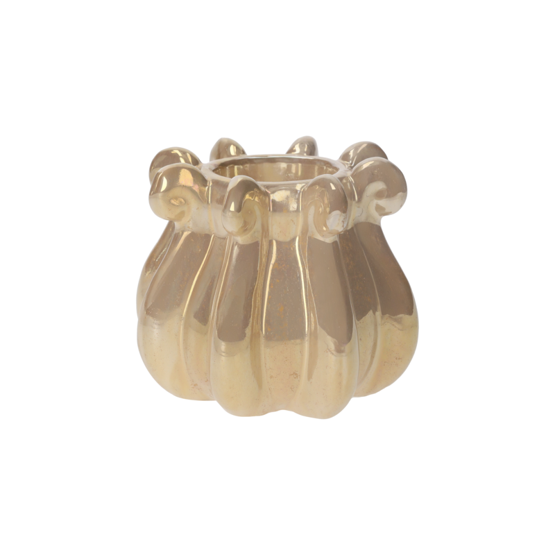 Pearly white ceramic tentacle candle holder d 15 h 12 cm