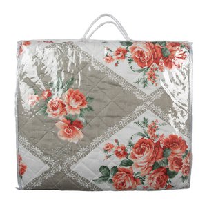 Bedspread 140x220 cm Gray Pink Cotton Flowers Bedspread