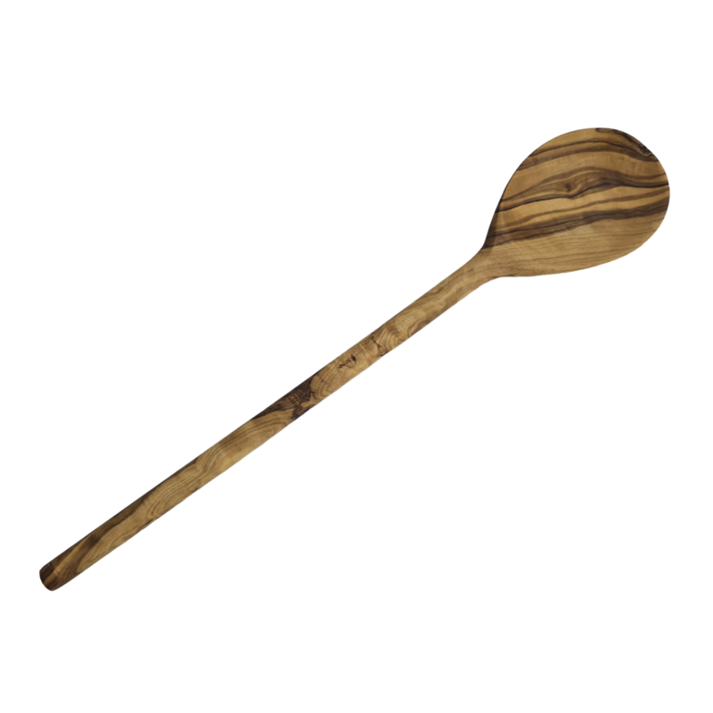 Cuillère de cuisine avec manche rond 35 cm en bois d'olivier