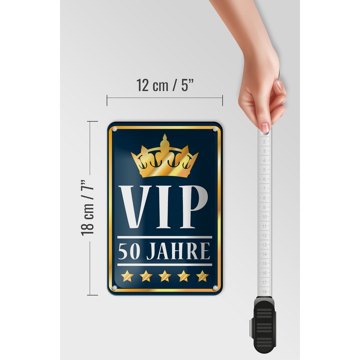 Tin sign saying 12x18cm VIP 50 years (blue/white) decoration