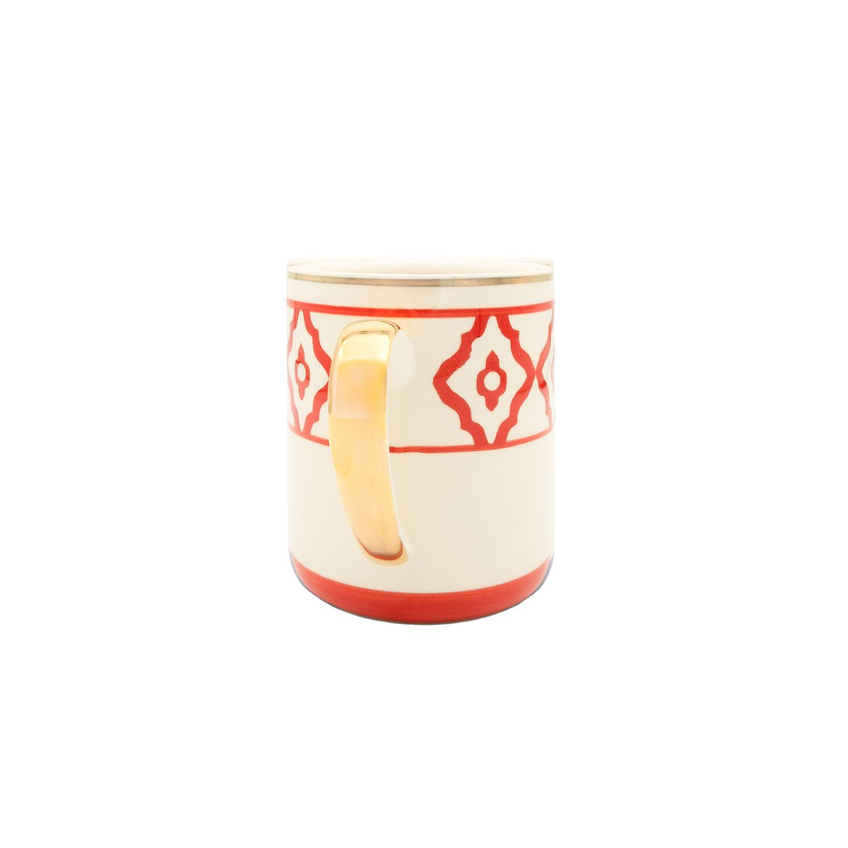 Tasse à café/tasse à café modèle Vizsla en céramique, peinte à la main avec motif Vizsla, bord doré et anse dorée, 250 ml. Contenu de la tasse disponible en rouge, vert et bleu
