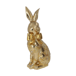 Decorative bunny in gold resin with rhinestones H29x14x10
