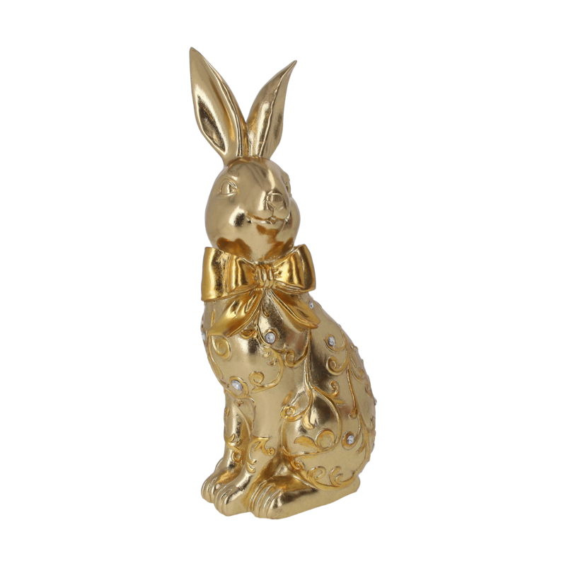 Decorative bunny in gold resin with rhinestones H29x14x10