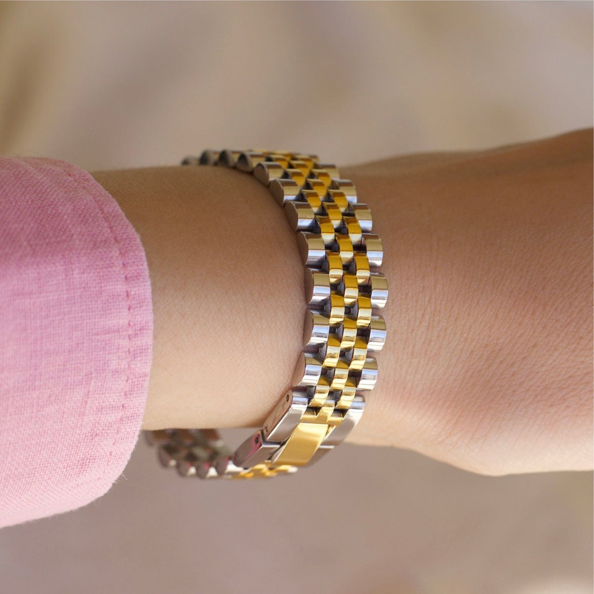 Yura - Woven Gold Silver Watch Chain Bracelet