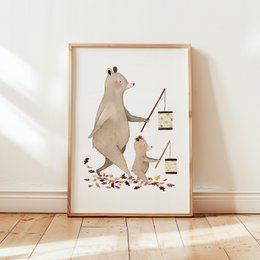 A whimsical illustration depicting two meerkat-like creatures walking together, one carrying a lantern. The image has a warm, earthy color palette and a playful, storybook-like style.