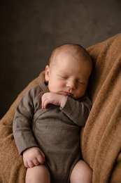 Woolen Wrap romper long sleeves – Merino wool – Walnut