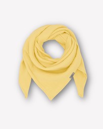 Soft yellow muslin scarf, lightweight breathable fabric, triangular shape, versatile adult accessory