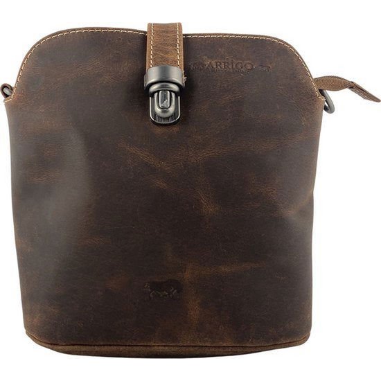 Cognac Buffalo Leder Crossbody -Tasche für Frauen - Umhängetasche mit Büchertaschenverschluss und Vintage -Look, perfekt für einen stilvollen und zeitlosen Look.