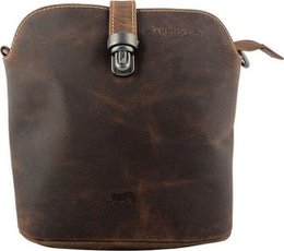 Cognac buffalo læder crossbody taske til kvinder - skuldertaske med bogtaske lukning og vintage look, perfekt til et stilfuldt og tidløst look.