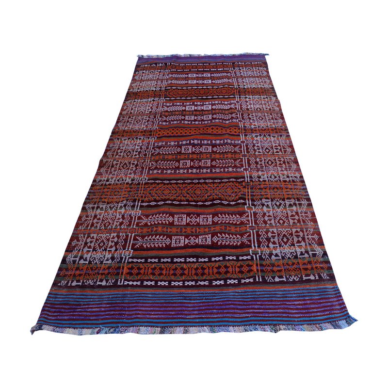 Tapis Vintage Baluch Soumak Aubergine