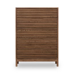 Tanner Five Drawer Ash Wood Chest in Roux