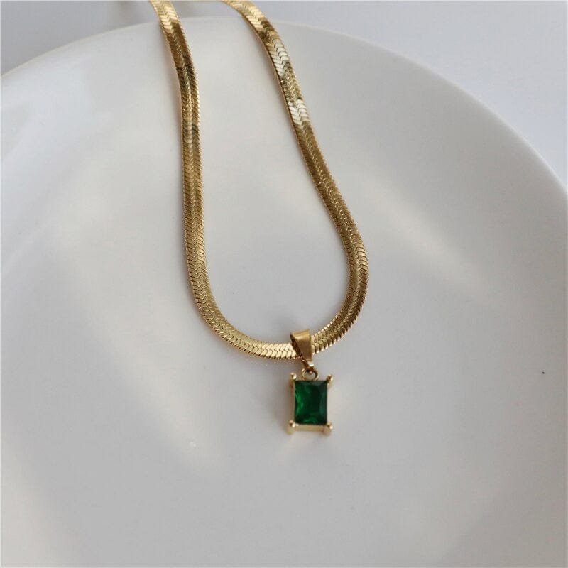 Cassidy - Snake Chain Crystal Charm Necklace