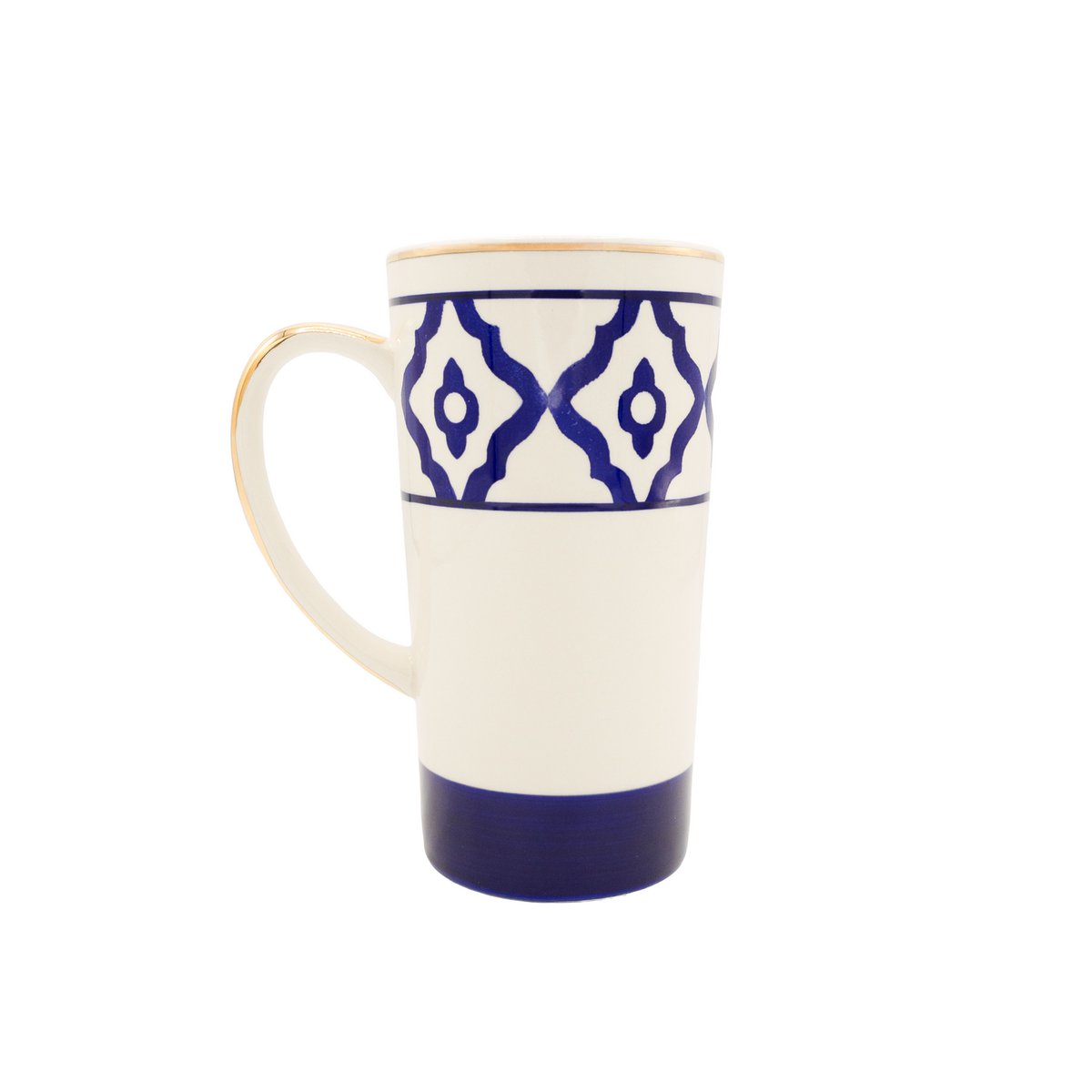 Tea cup/tea mug model dachshund made of ceramic, hand-painted with dachshund motif, gold rim and gold-coated handle, 250 ml. Cup contents available in red, green and blue