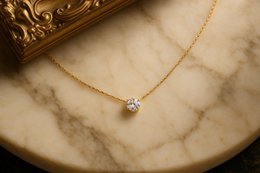 Dame guld halskæde med zirconia vedhæng — rustfrit stål vandtæt 45 cm — Lundholm minimalistisk