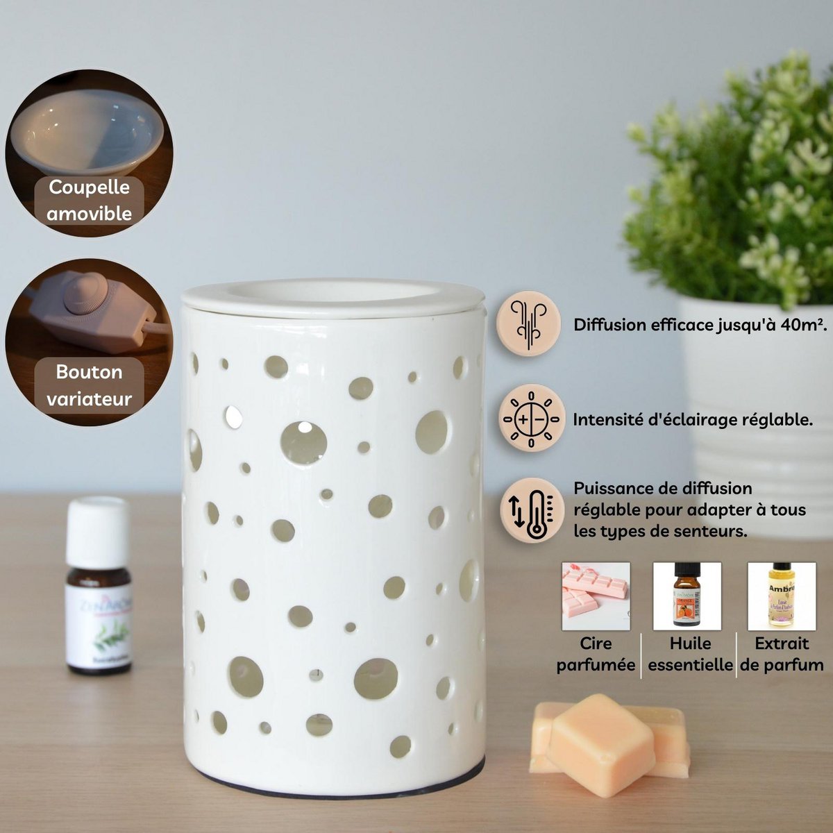 Difusor de Calor Suave - Calorya n°2 - Cerámica - Lámpara de Ambiente - Decorativa y Moderna - Idea de Regalo