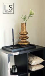 LS Collection® - Rettangolo 50x30cm - Vassoio - Portacandele - Portacandele - Vassoio da portata - Vassoio in legno - Vassoio in legno - Plateau - Decorazione - Accessori per la casa - Nero Opaco