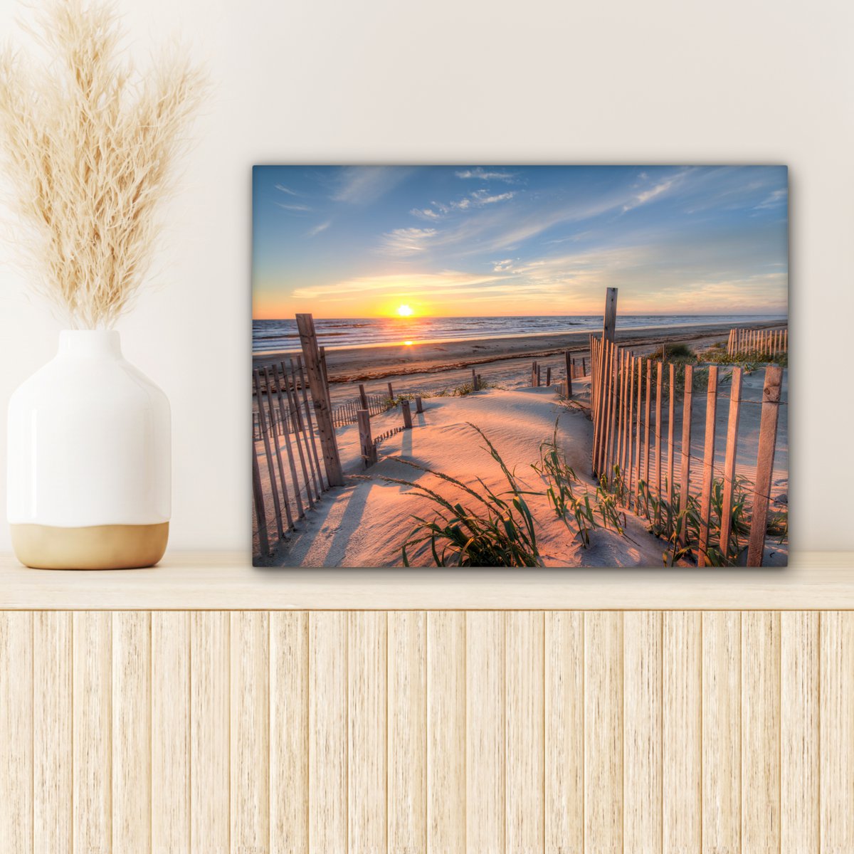 Leinwand Malerei - Wanddekoration - Strand - Meer - Dune - Sonnenuntergang - Landschaft